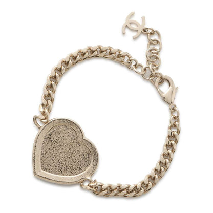 Chanel Heart CC Logo Bracelet Gold/Black ABB654 Metal Rhinestone