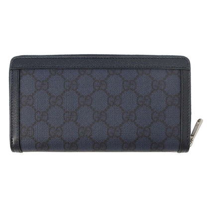 GUCCI Ophidia Zip Around Wallet Blue/Dark Blue 706844 GG SupremeCanvas/Leather