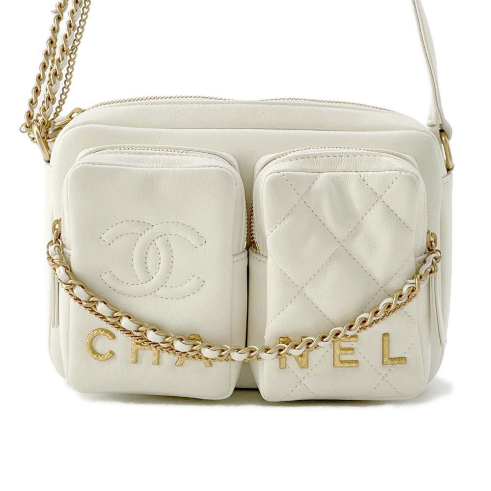Chanel Small Camera Bag White AS2923 Leather