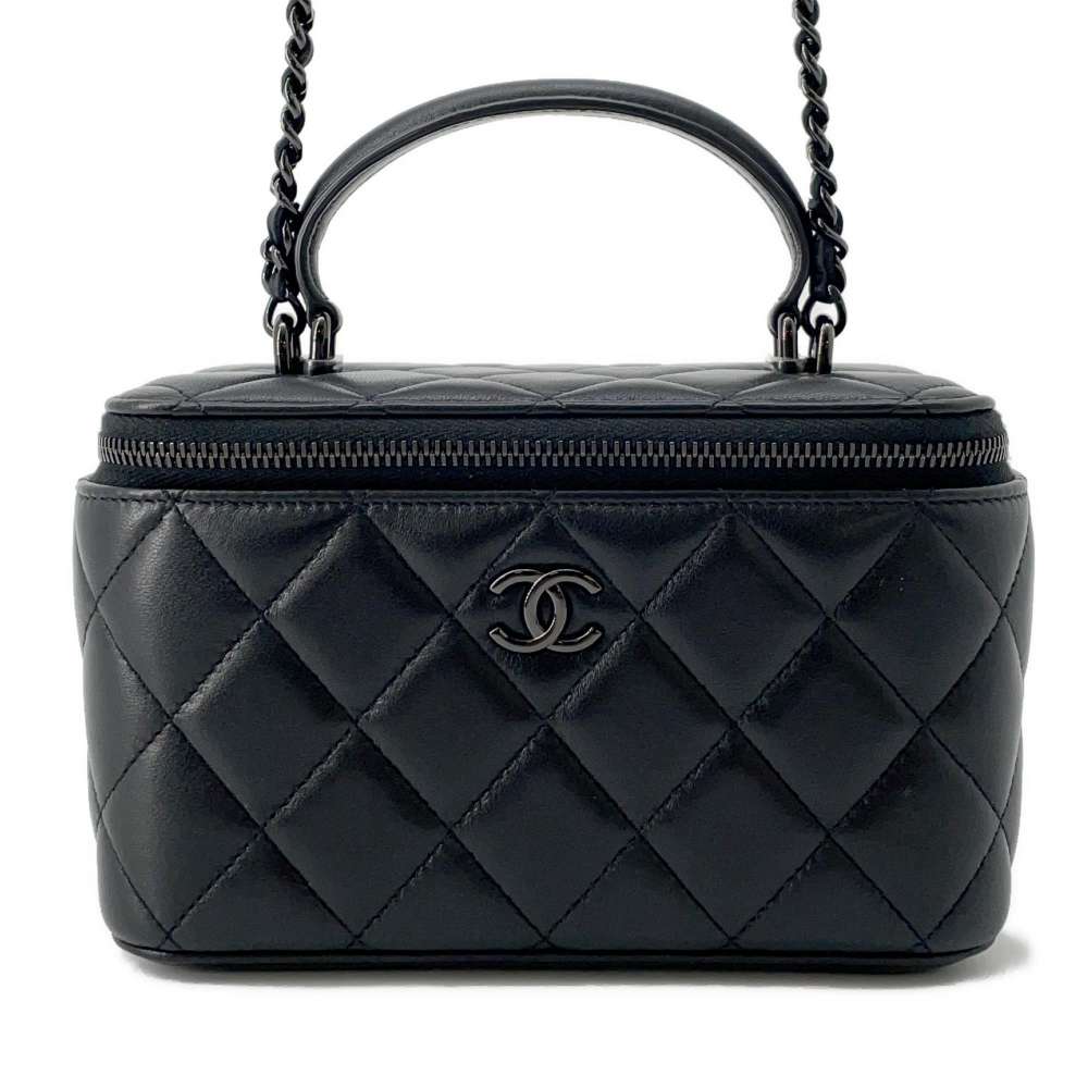Chanel Matelasse 2WAY Vanity Case Black AP2199 Lambskin