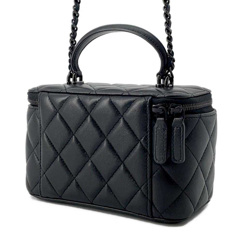 Chanel Matelasse 2WAY Vanity Case Black AP2199 Lambskin