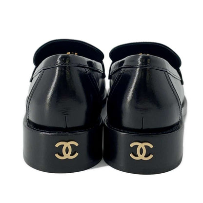 Chanel CC logo loafers Black G45988 Calf Leather Size 38C