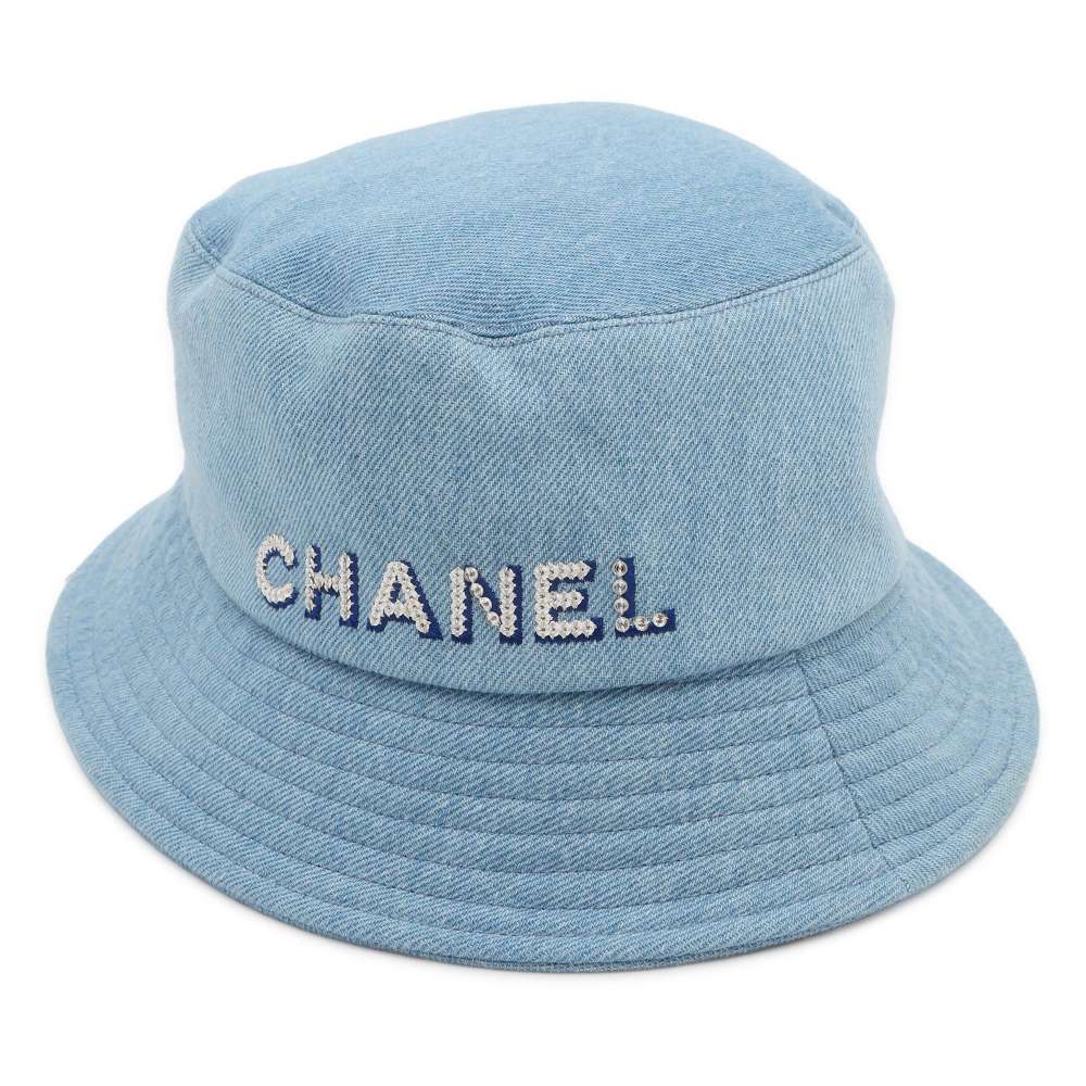 Chanel Denim logo hat Size M Light Blue AA8088 Cotton100%