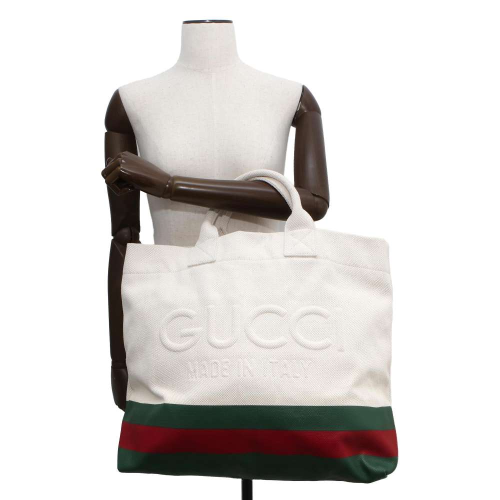 GUCCI Tote Bag with embossed details Natural 782741 Canvas