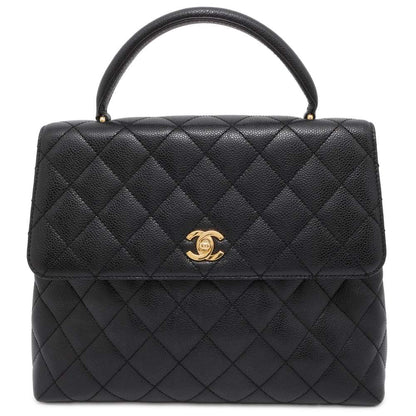 Chanel Matelasse top handle Bag Black A12397 Caviar Leather