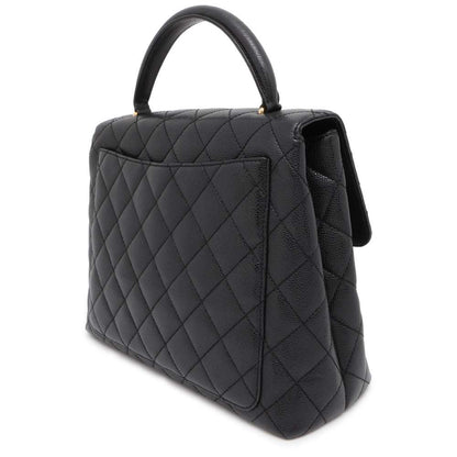 Chanel Matelasse top handle Bag Black A12397 Caviar Leather