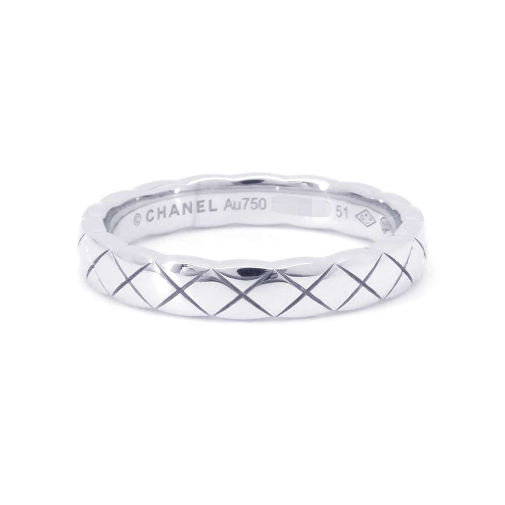 Chanel Coco Crash Ring Size 51/#11 J11793 18K White Gold