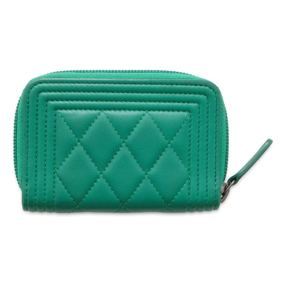 Chanel Boy Chanel Zip AroundCoin purse Green A80602 Lambskin