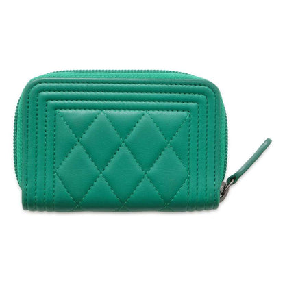Chanel Boy Chanel Zip AroundCoin purse Green A80602 Lambskin
