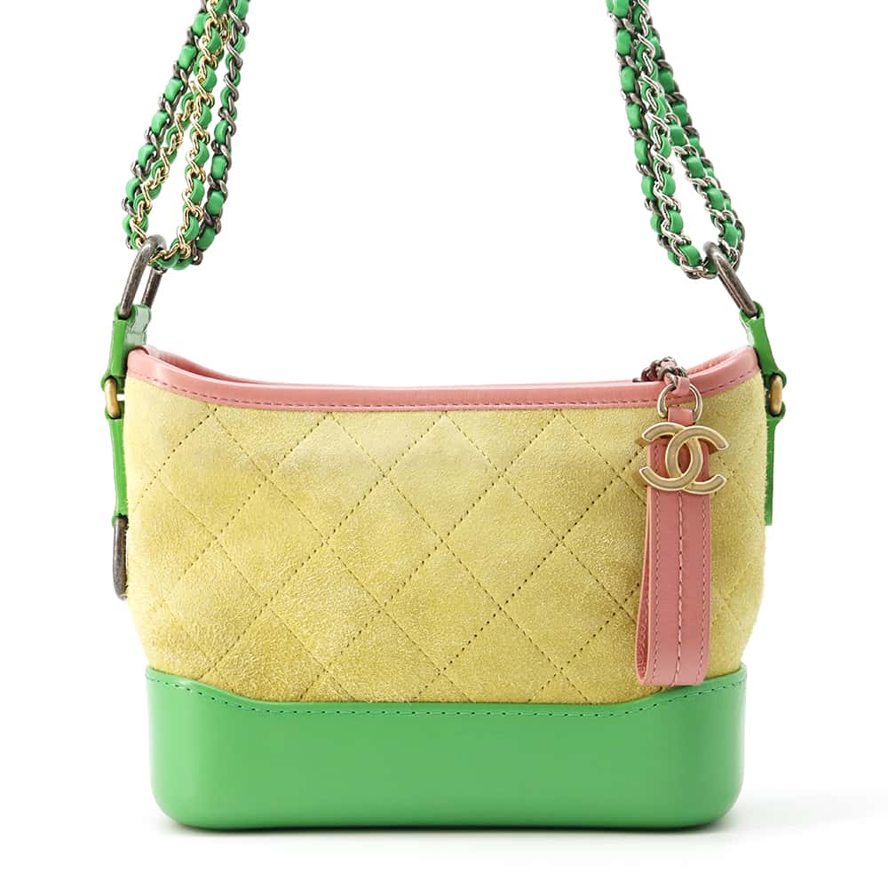 Chanel Gabriel ChainShoulder Bag Yellow/Green/Pink A91810 Suede leather