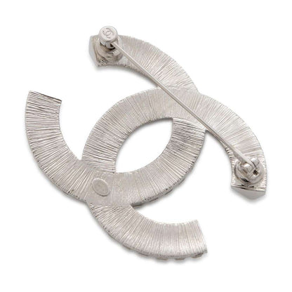 Chanel CC Logo RhinestoneBrooch Silver A63085 Metal