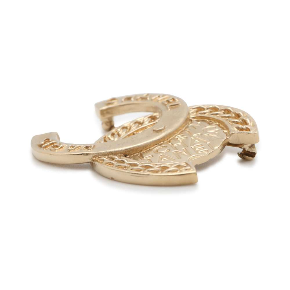 Chanel CC Logo Brooch Gold Metal