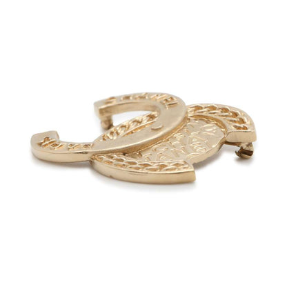 Chanel CC Logo Brooch Gold Metal