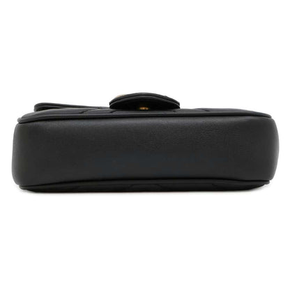 GUCCI GG Marmont Quilted Leather Super Mini Bag Black 476433