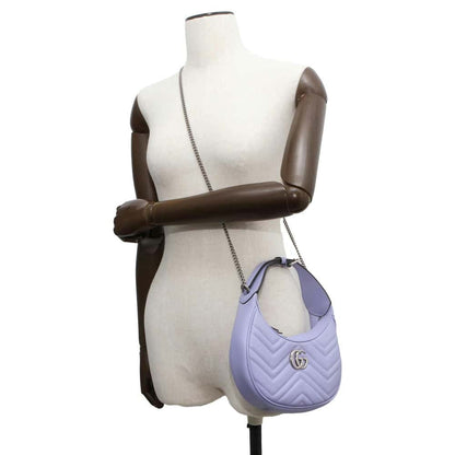 GUCCI GG Marmont Handbag Half Moon Purple 699514 Leather