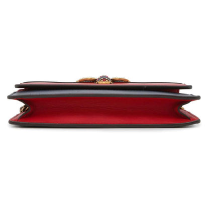 GUCCI Chain Wallet Queen Margaret Bee Red/White/Navy 476079 Leather