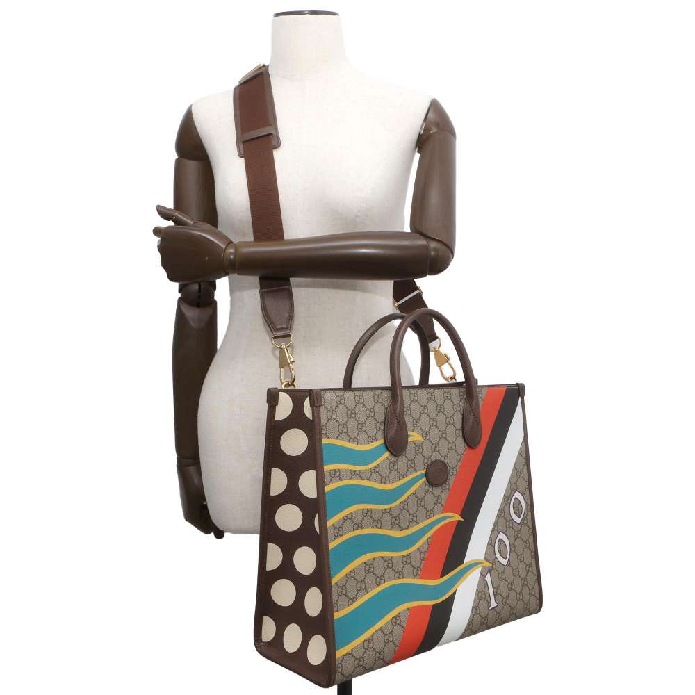 GUCCI Interlocking G Medium Tote Bag Beige/Brown/Multicolor 674148 PVC Leather