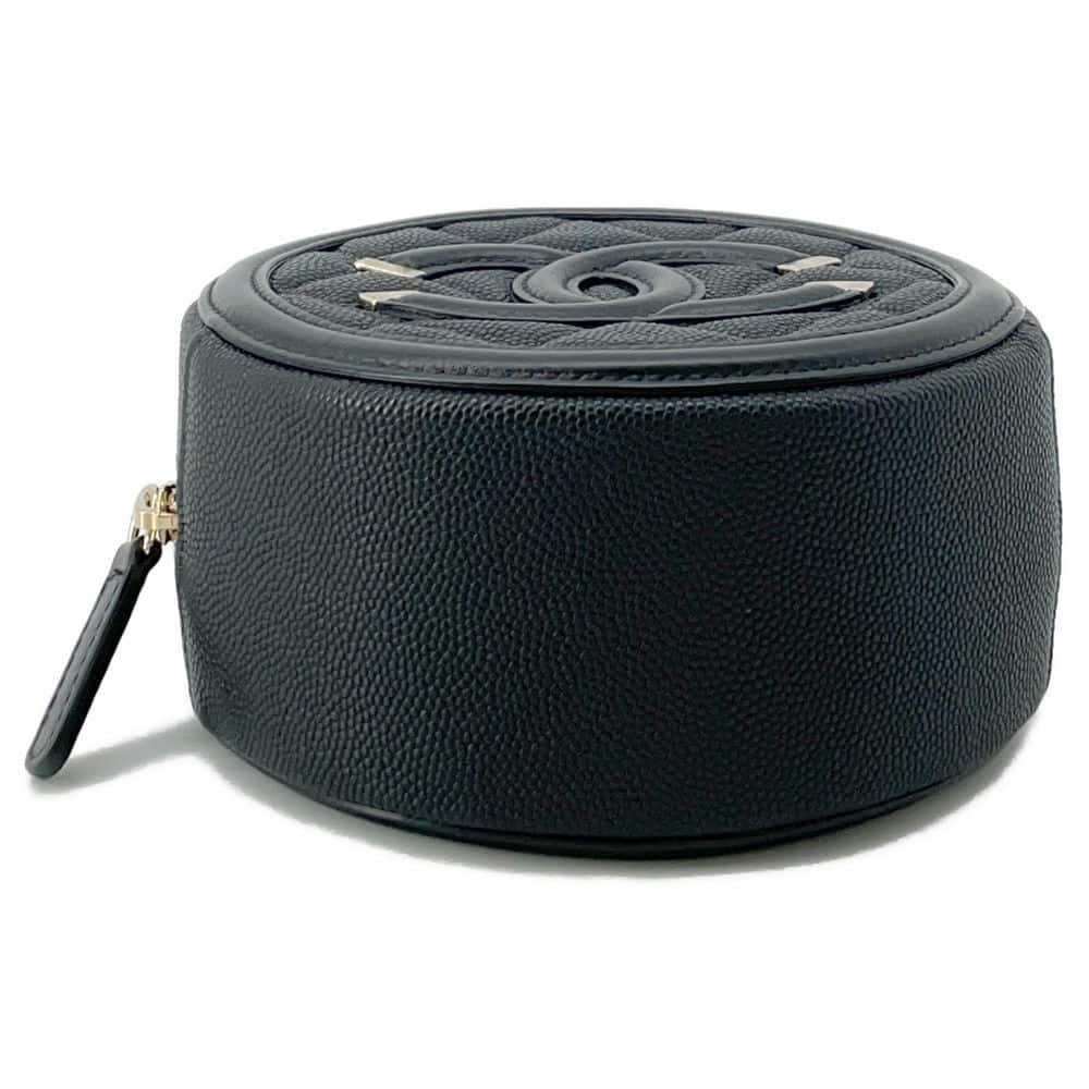 Chanel CCFiligree Round ChainShoulder Bag Black AP0365 Caviar Leather