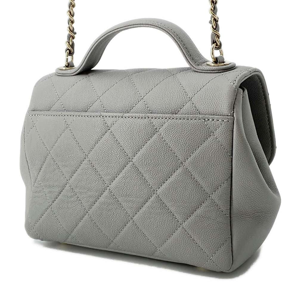 Chanel Matelasse Business Affinity Shoulder Bag Gray A93749 Leather