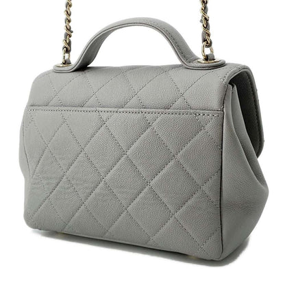 Chanel Matelasse Business Affinity Shoulder Bag Gray A93749 Leather