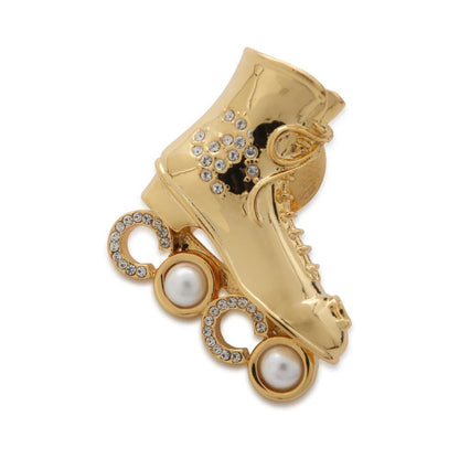Chanel Skate Brooch Gold Metal Faux Pearl  Rhinestone
