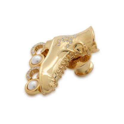 Chanel Skate Brooch Gold Metal Faux Pearl  Rhinestone