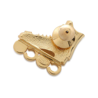 Chanel Skate Brooch Gold Metal Faux Pearl  Rhinestone
