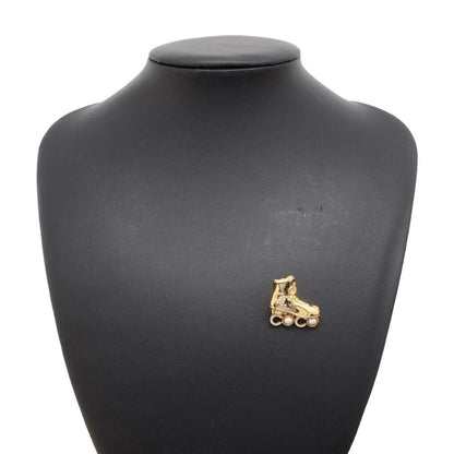 Chanel Skate Brooch Gold Metal Faux Pearl  Rhinestone