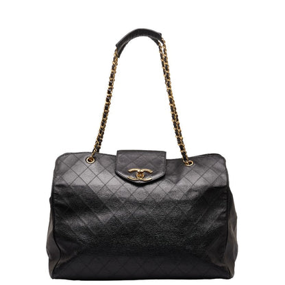 Chanel Super Model Bag Coco Chain Tote Bag One-Shoulder Bag Black Leather  CHANEL