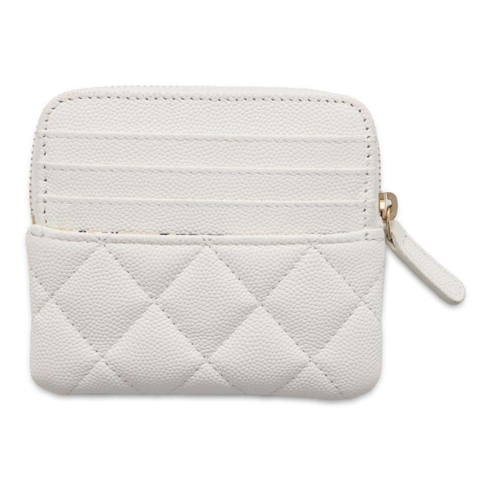 Chanel Matelasse Coin Card Case White AP3138 Caviar Leather
