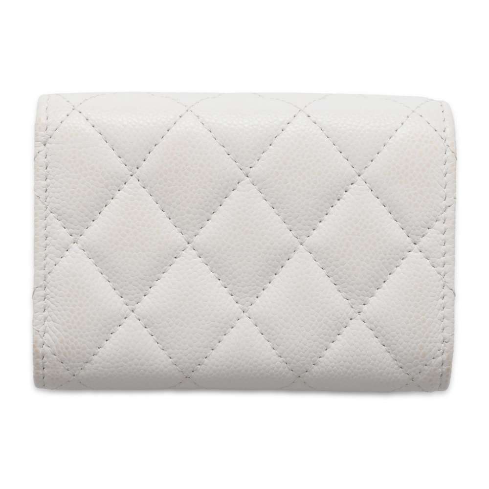 CHANEL Matelasse Classic Small Flap Wallet White AP0230 Caviar Leather