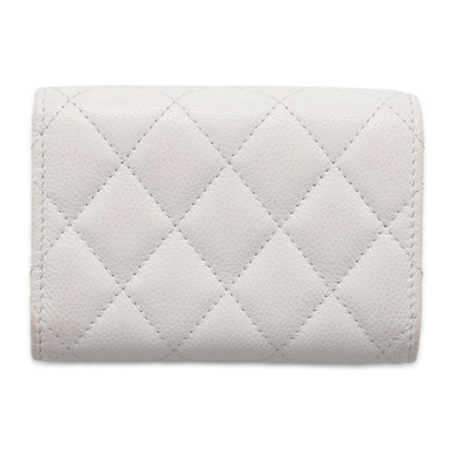 CHANEL Matelasse Classic Small Flap Wallet White AP0230 Caviar Leather