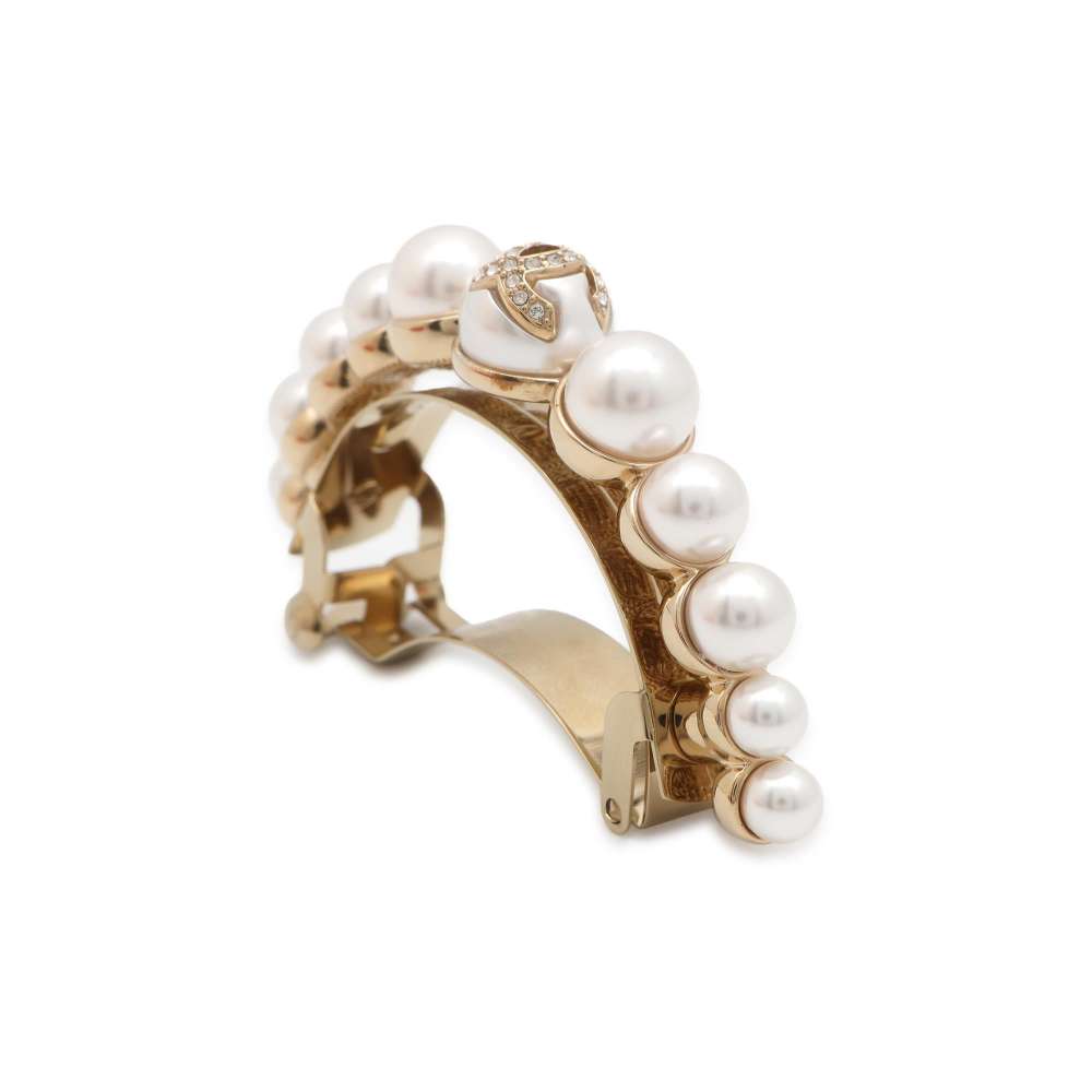 Chanel CC Logo Valletta Gold Pearl Metal