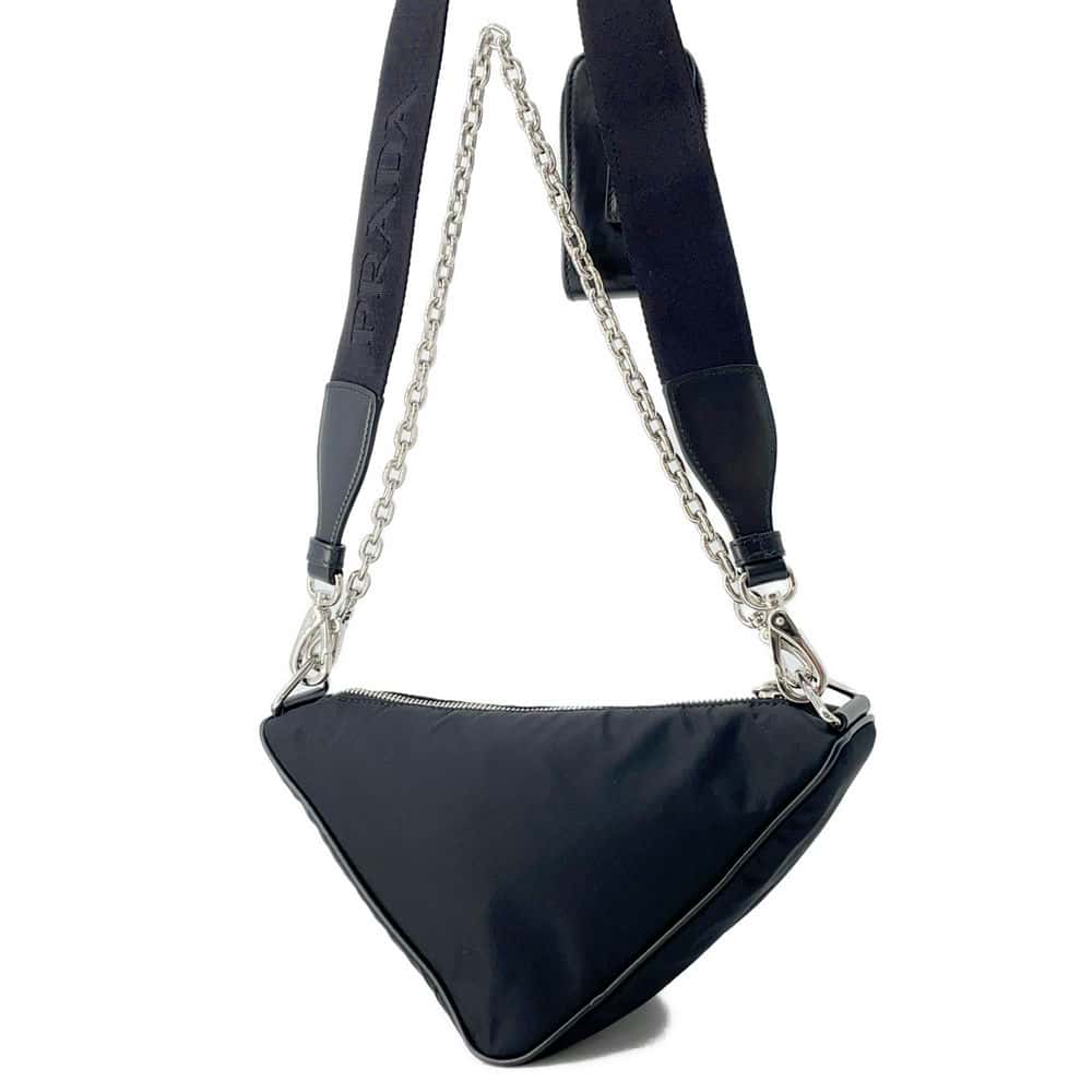 PRADA Triangle Shoulder Bag Black 1BH190 Nylon