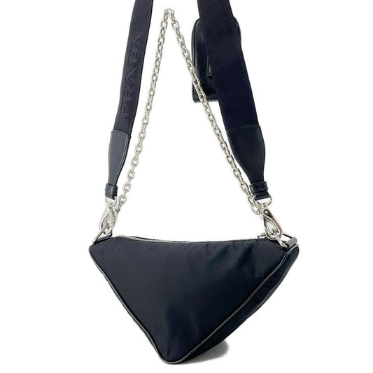 PRADA Triangle Shoulder Bag Black 1BH190 Nylon