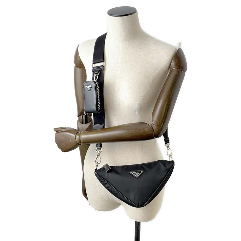 PRADA Triangle Shoulder Bag Black 1BH190 Nylon