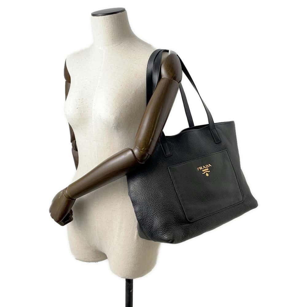 PRADA Tote Bag Black 1BG048 Leather