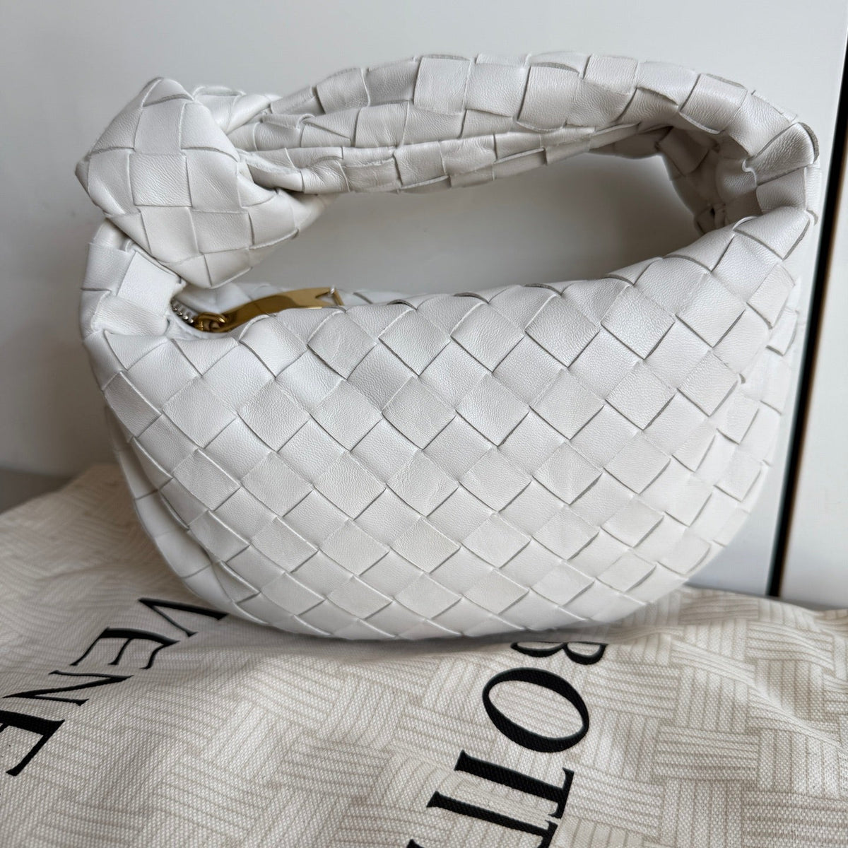 Bottega Veneta Jodie Mini White Leather Gold Hardware