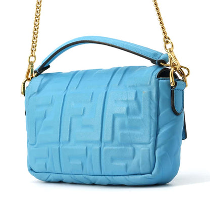 FENDI Zucca Baguette 2WAYBag Blue 8BS017 Leather Size Small