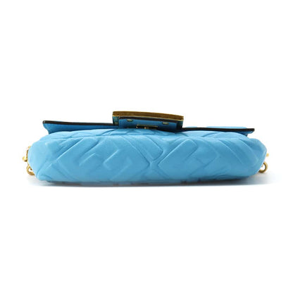 FENDI Zucca Baguette 2WAYBag Blue 8BS017 Leather Size Small