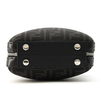 FENDI Zucca Handbag Black 7VA552 Canvas Leather