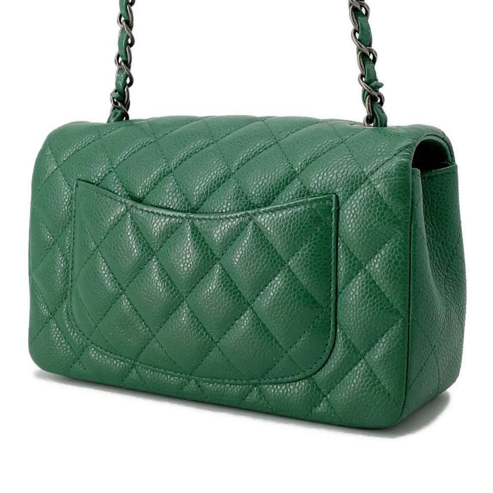 Chanel Matelasse ChainShoulder Bag Green A69900 Caviar Leather Size 20