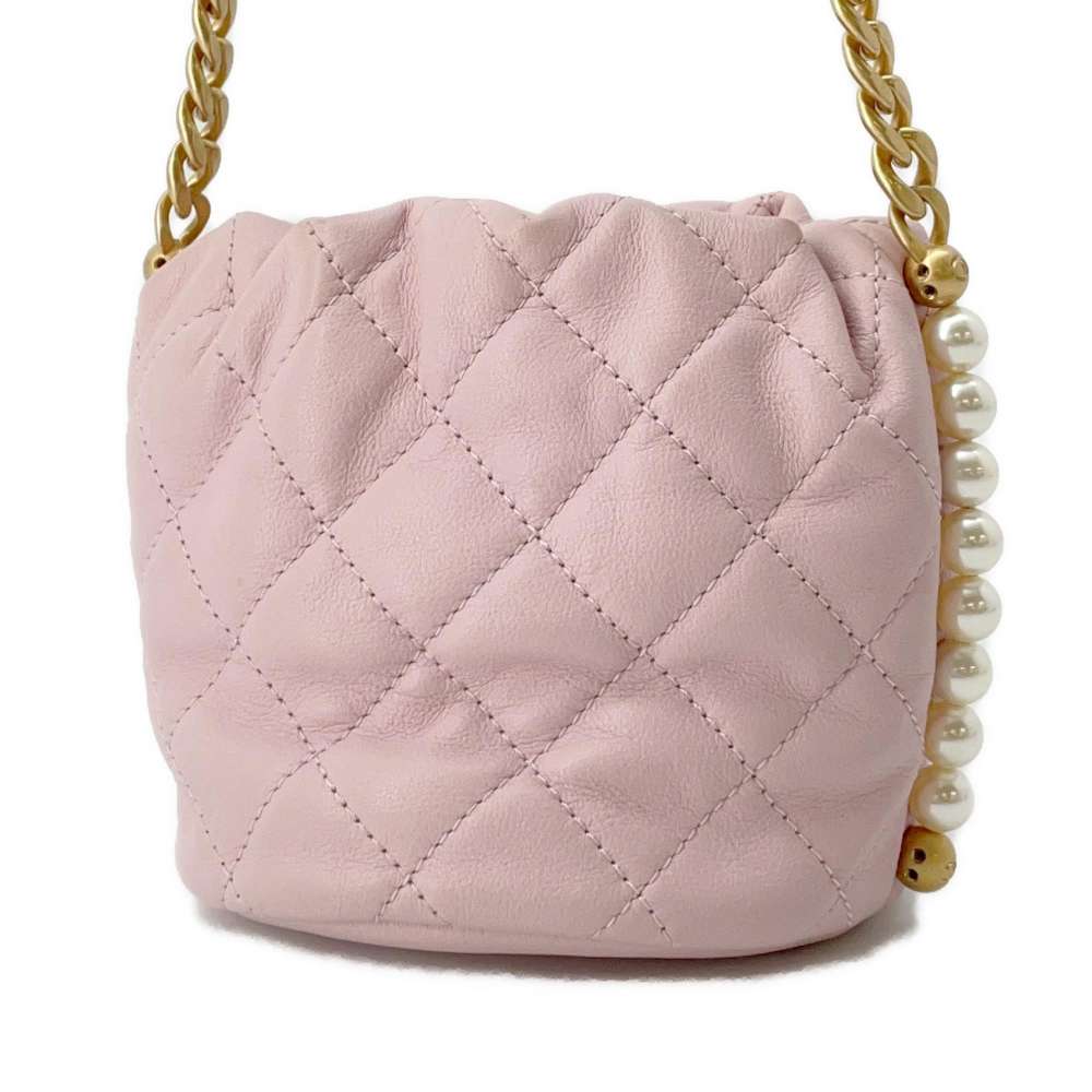 Chanel Pearl ChainShoulder Bag Pink AS2529 Leather