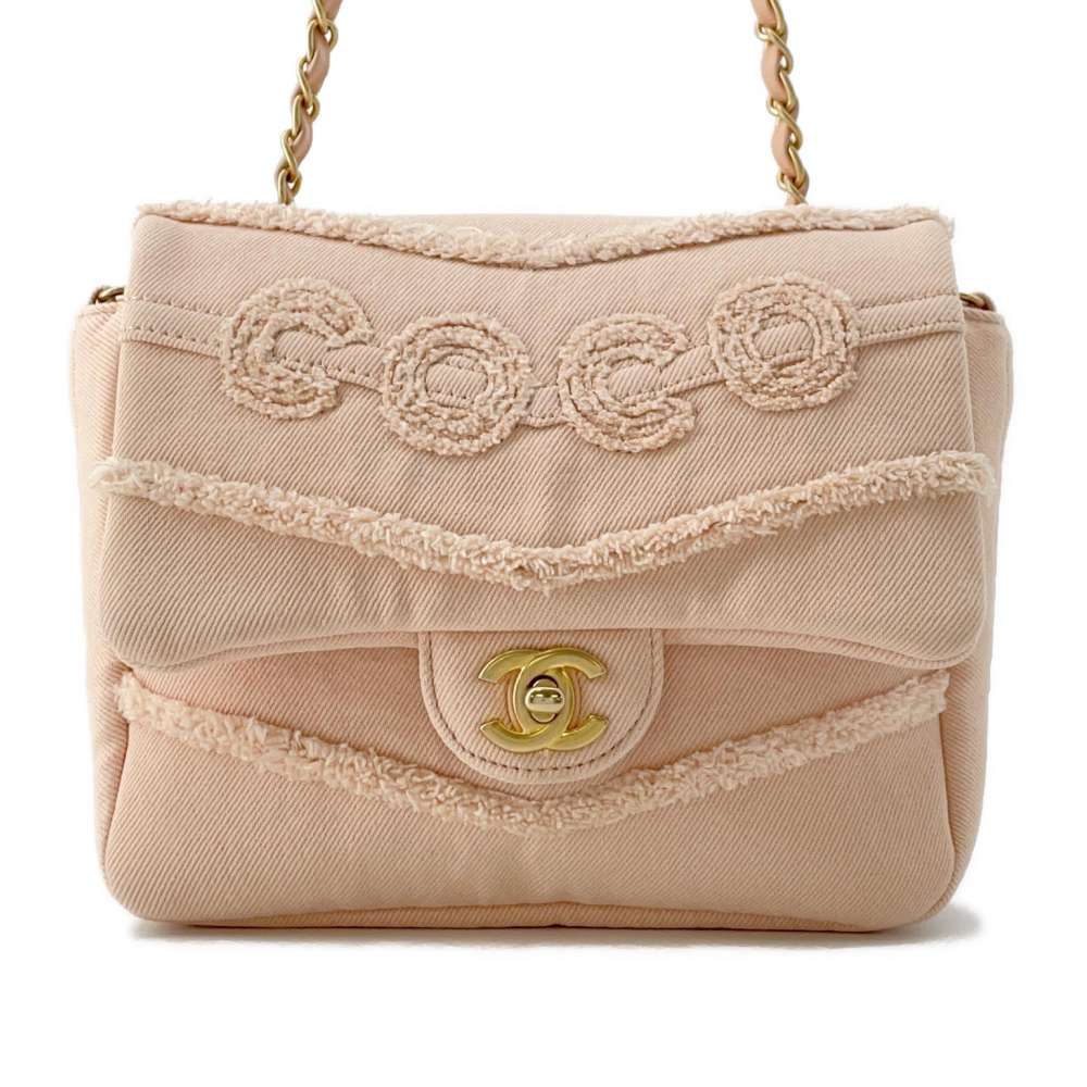 Chanel COCO Flap ChainShoulder Bag Pink AS1595 Denim