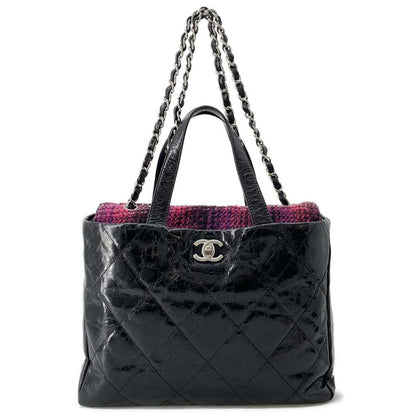 Chanel Matelasse Portobello 2wayChainBag Black Leather Tweed