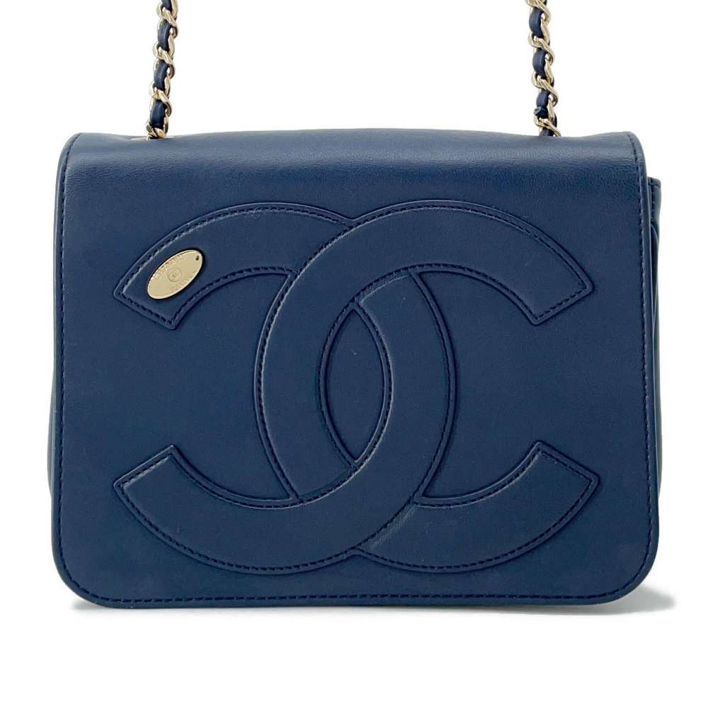 Chanel CC Logo ChainShoulder Bag Navy AS0321 Leather