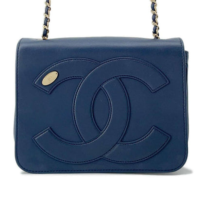 Chanel CC Logo ChainShoulder Bag Navy AS0321 Leather