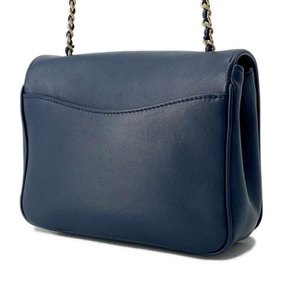 Chanel CC Logo ChainShoulder Bag Navy AS0321 Leather
