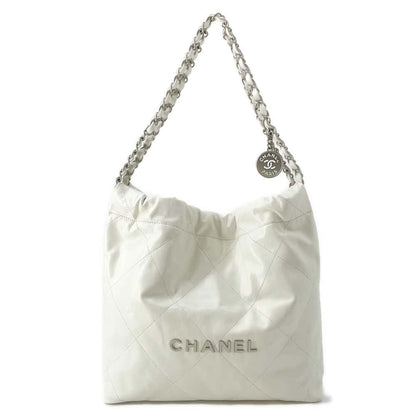 Chanel Chanel22 HandBag White AS3260 Shiny Calf Leather Size Small