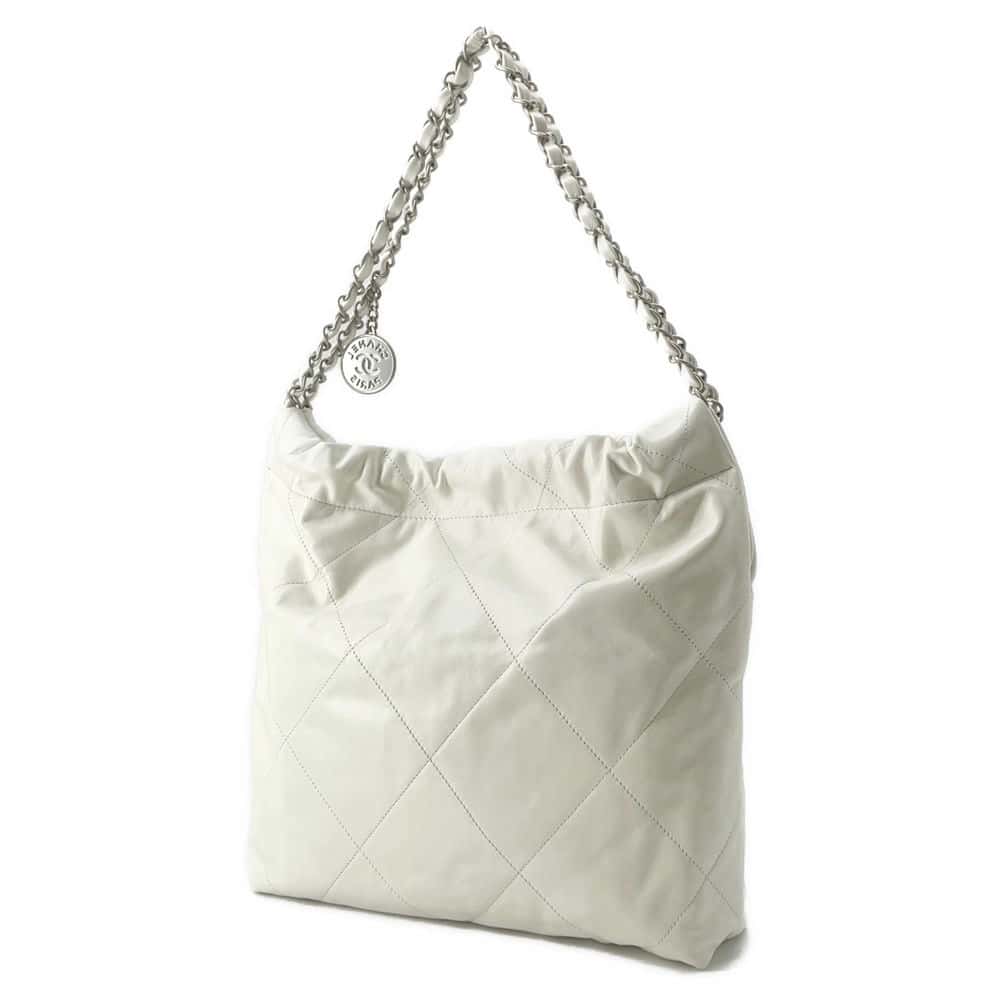 Chanel Chanel22 HandBag White AS3260 Shiny Calf Leather Size Small